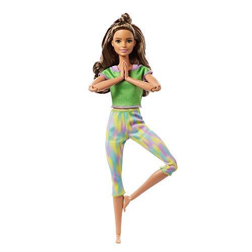 Barbie Bambola Castana Snodata con 22 Articolazioni Flessibili e Abbigliamento Sportivo, Giocattolo per Bambini 3+ Anni, GXF05 - 2