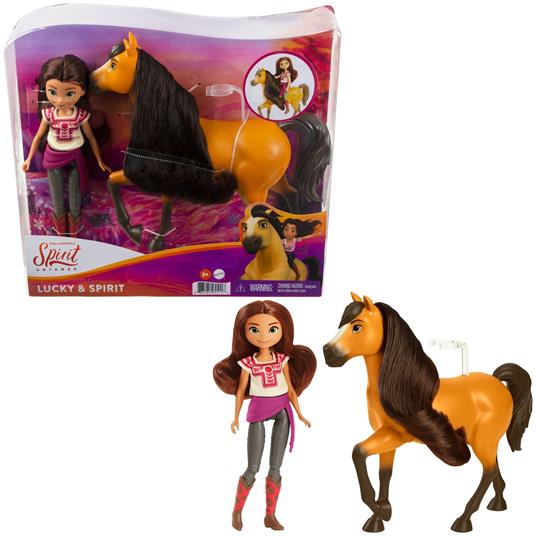 Spirit Cavallo con lunga criniera e Bambola Lucky con 7 articolazioni mobili, Giocattolo per Bambini 3+ anni. Mattel (GXF21) - 2