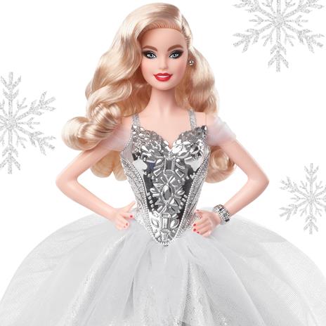 Barbie Magia delle Feste 2021, Bambola da collezione in abito argento. Mattel (GXL18)