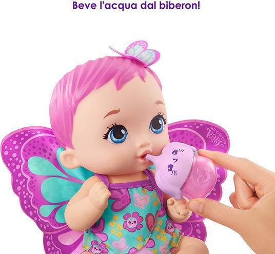 My Garden Baby - Baby Pink Butterfly Beve e Piscia 30 cm, pannolino riutilizzabile, vestito, ali rimovibili - 5