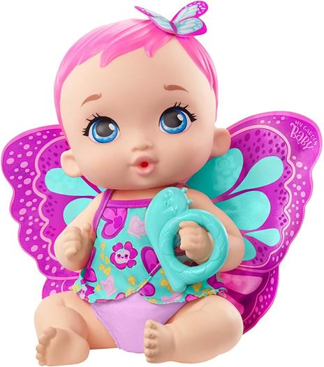 My Garden Baby - Baby Pink Butterfly Beve e Piscia 30 cm, pannolino riutilizzabile, vestito, ali rimovibili - 8