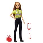 Barbie Carriere Paramedico, bambola con pantaloni neri e camicia, con stetoscopio e un kit di pronto soccorso