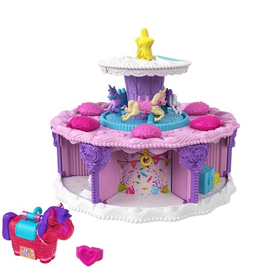 ?Polly Pocket Torta delle Sorprese a forma di torta di compleanno 7 aree di gioco e 25 sorprese incluse. Mattel (GYW06) - 3