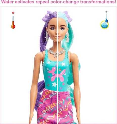 ?Barbie Color Reveal Glitter, Bambole con 25 acconciature e sorprese a tema festa, per bambini 3+ anni. Mattel (HBG38) - 5