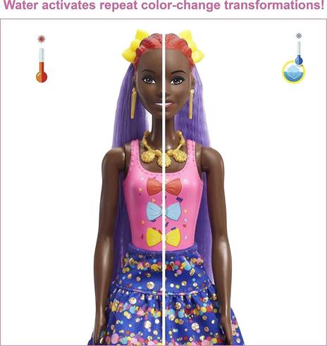 ?Barbie Color Reveal Glitter, Bambole con 25 acconciature e sorprese a tema festa, per bambini 3+ anni. Mattel (HBG38) - 7