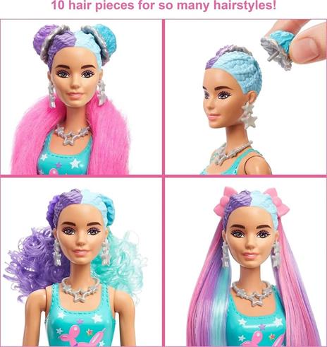 ?Barbie Color Reveal Glitter, Bambole con 25 acconciature e sorprese a tema festa, per bambini 3+ anni. Mattel (HBG38) - 9