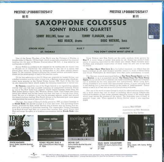 Saxophone Colossus - Vinile LP di Sonny Rollins - 2