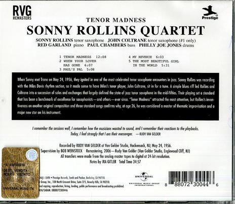 Tenor Madness - CD Audio di Sonny Rollins - 2