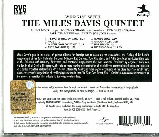 Workin' - CD Audio di Miles Davis - 2