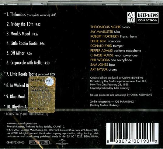 At Town Hall - CD Audio di Thelonious Monk - 2
