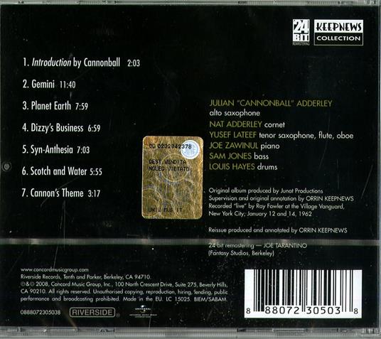 Sextet in New York - CD Audio di Julian Cannonball Adderley - 2