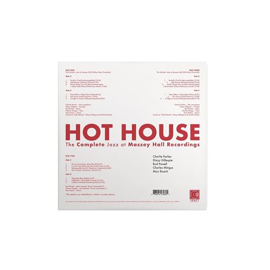 Hot House. The Complete Jazz Massey Hall Recordings - Vinile LP di Max Roach,Dizzy Gillespie,Charles Mingus,Charlie Parker,Bud Powell - 4