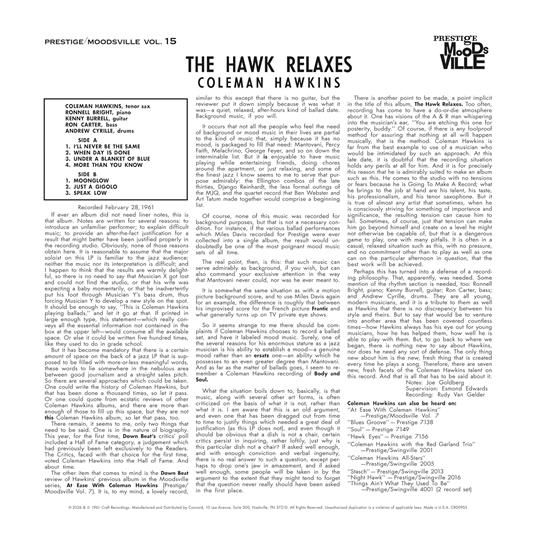 The Hawk Relaxes - Vinile LP di Coleman Hawkins - 2