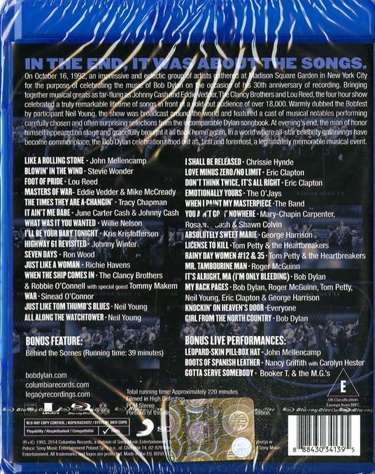 Bob Dylan. The 30th Anniversary Concert Celebration (Blu-ray) - Blu-ray di Bob Dylan,Lou Reed,Stevie Wonder,Neil Young,Kris Kristofferson - 2