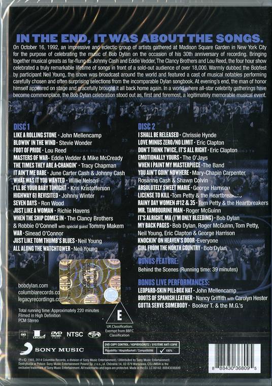 Bob Dylan. The 30th Anniversary Concert Celebration (2 DVD) - DVD di Bob Dylan,Lou Reed,Stevie Wonder,Neil Young,Kris Kristofferson - 2