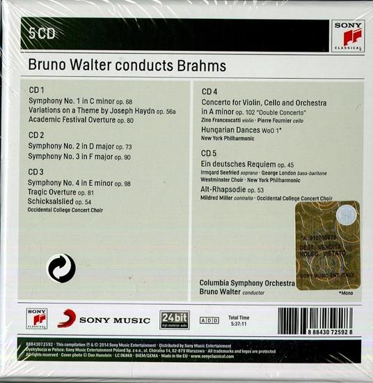 Sinfonie e musica orchestrale - CD Audio di Johannes Brahms,Bruno Walter,Columbia Symphony Orchestra - 2