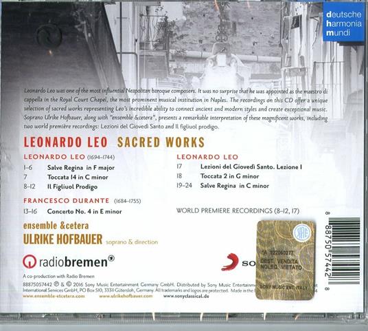 Musica Sacra - CD Audio di Leonardo Leo,Ulrike Hofbauer,Ensemble &cetera - 2
