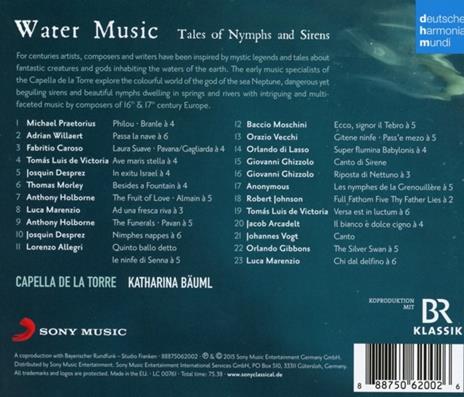 Water Music. Tales of Nymphs and Sirens - CD Audio di Capella de la Torre - 2