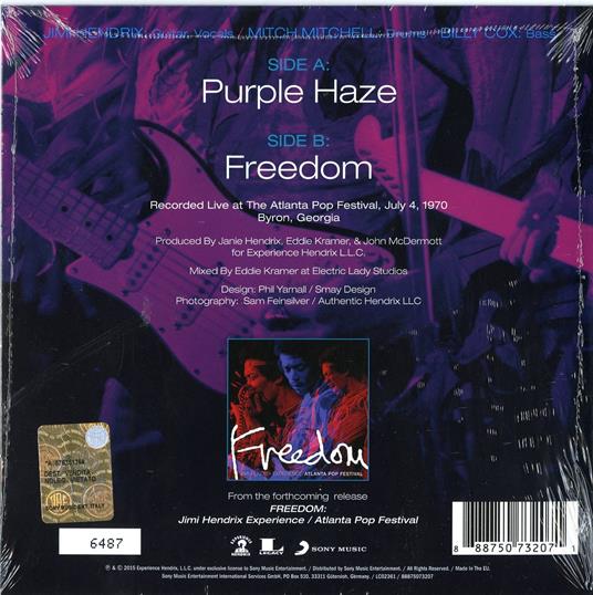 Purple Haze - Freedom - Vinile 7'' di Jimi Hendrix - 2