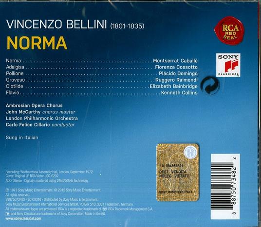 Norma (Remastered) - CD Audio di Vincenzo Bellini,Montserrat Caballé,Placido Domingo,London Philharmonic Orchestra,Carlo Felice Cillario - 2