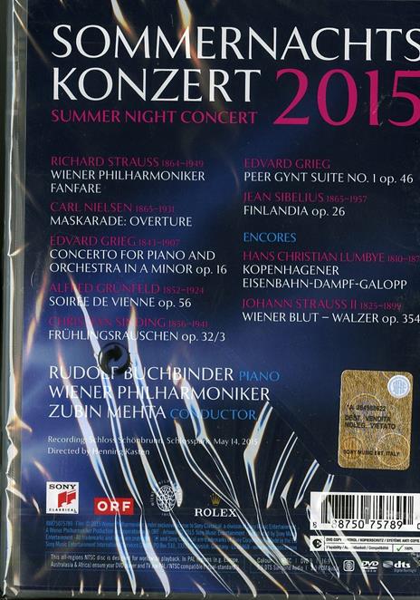 Sommernachtskonzert 2015. Concerto di una notte di mezza estate (DVD) - DVD di Edvard Grieg,Hans Christian Lumbye - 2