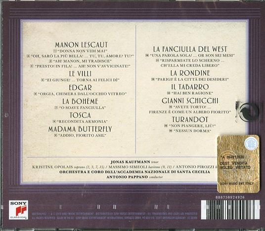 Nessun dorma. The Puccini Album - CD Audio di Giacomo Puccini,Antonio Pappano,Jonas Kaufmann,Orchestra da camera di Santa Cecilia - 2