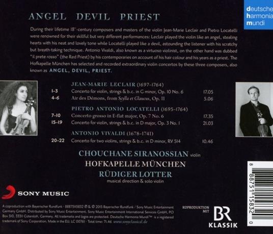Angel, Devil, Priest. Concerti per Violino - CD Audio di Antonio Vivaldi,Pietro Locatelli,Jean-Marie Leclair,Hofkapelle München - 2