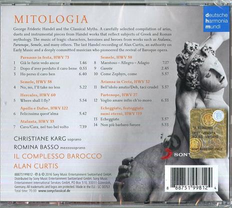 Mitologia - CD Audio di Alan Curtis,Georg Friedrich Händel,Complesso Barocco,Romina Basso,Christiane Karg - 2