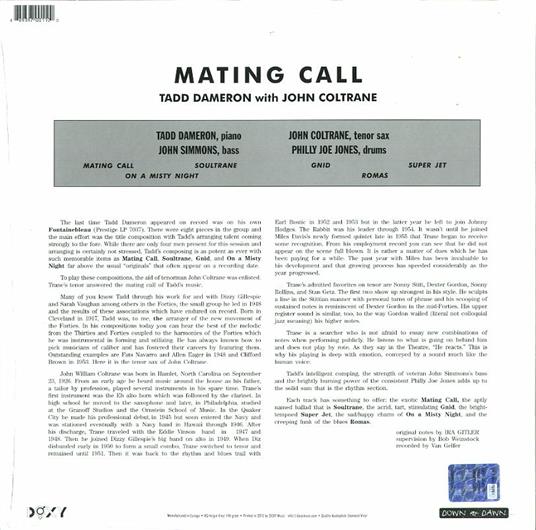 Mating Call - Vinile LP di John Coltrane,Tadd Dameron - 2