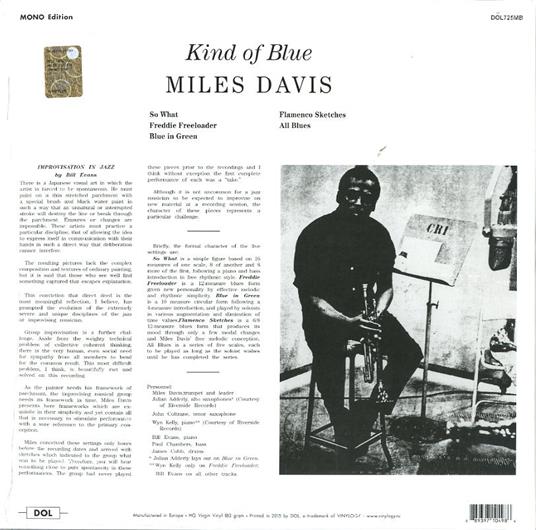 Kind of Blue (Blue Vinyl Special Sleeve Edition) - Vinile LP di Miles Davis - 2