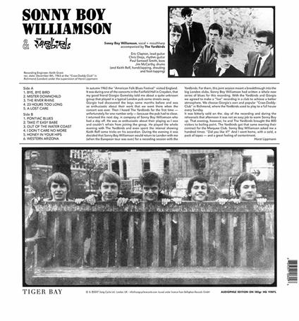 Yardbirds with Sonny Boy Williamson (Clear Edition) - Vinile LP di Sonny Boy Williamson,Yardbirds