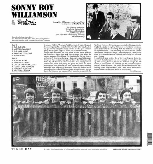 Yardbirds with Sonny Boy Williamson (Clear Edition) - Vinile LP di Sonny Boy Williamson,Yardbirds