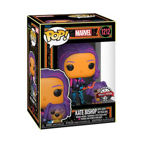 Pop! Vinyl Kate Bishop With Lucky The Pizza Dog (Black Light) - Marvel Funko 62745