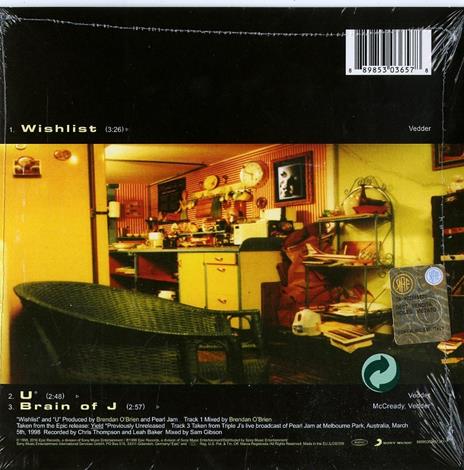 Wishlist - U - Brain of J (Live) - Vinile 7'' di Pearl Jam - 2