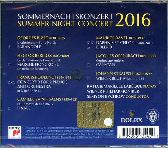 Concerto classico d'una notte d'estate 2016 - CD Audio di Wiener Philharmoniker,Katia Labèque,Marielle Labèque,Semion Bychkov - 2