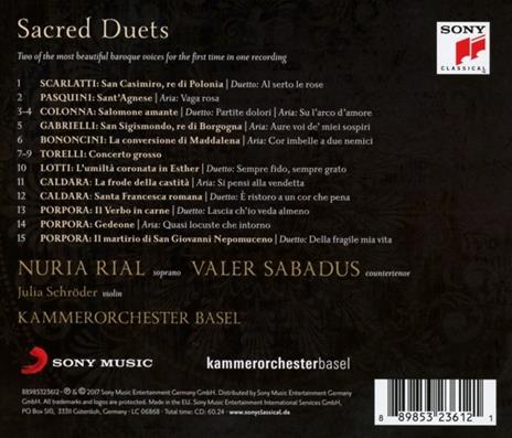 Sacred Duets - CD Audio di Orchestra da camera di Basilea,Nuria Rial,Valer Sabadus - 2