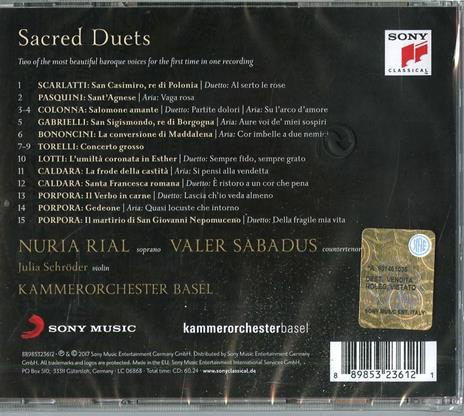Sacred Duets - CD Audio di Orchestra da camera di Basilea,Nuria Rial,Valer Sabadus - 3