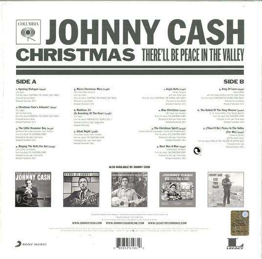 Christmas. There'll Be Peace in the Valley - Vinile LP di Johnny Cash - 2