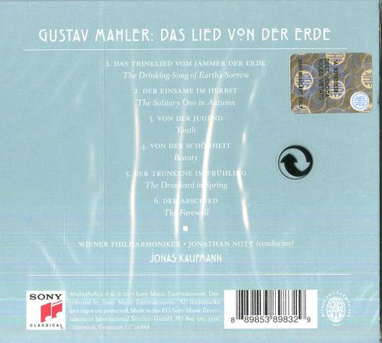 Das Lied von der Erde (Il canto della terra) - CD Audio di Gustav Mahler,Wiener Philharmoniker,Jonas Kaufmann,Jonathan Nott - 2