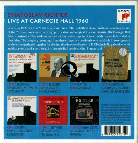 Sviatoslav Richter Live at Carnegie Hall 1960 - CD Audio di Sviatoslav Richter - 2