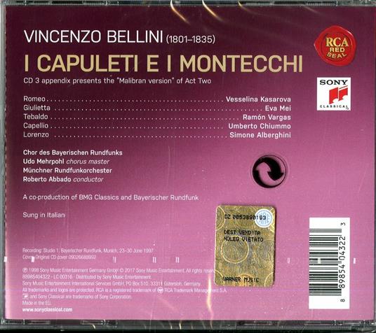 I Capuleti e i Montecchi - CD Audio di Vincenzo Bellini,Vesselina Kasarova,Eva Mei,Claudio Abbado,Radio Symphony Orchestra Monaco - 2