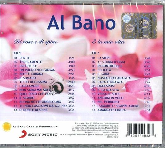 Di rose e di spine (Sanremo 2017) - CD Audio di Al Bano - 2
