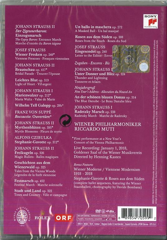Concerto di Capodanno 2018 (DVD) - DVD di Riccardo Muti,Wiener Philharmoniker - 2
