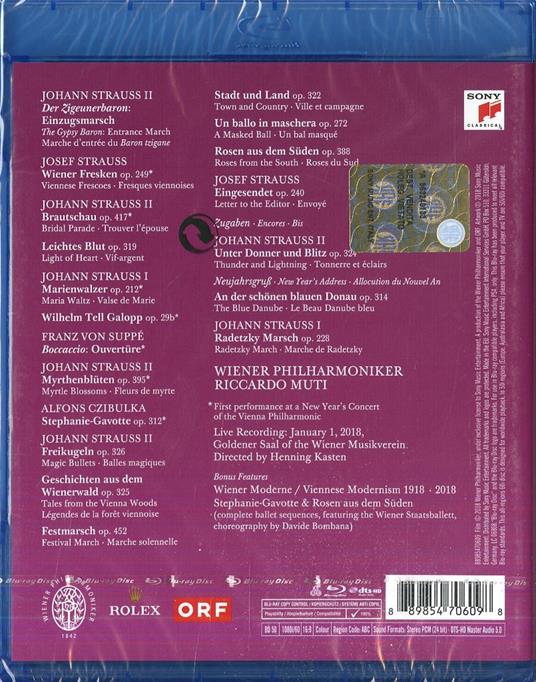 Concerto di Capodanno 2018 (Blu-ray) - Blu-ray di Riccardo Muti,Wiener Philharmoniker - 2