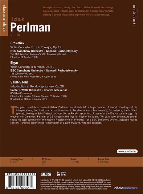 Itzhak Perlman. Classic Archive (DVD) - DVD di Itzhak Perlman,BBC Symphony Orchestra - 2