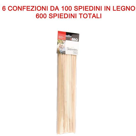 6 Confezioni Spiedini Legno 30cm 100pz Accessori Cucina Barbecue