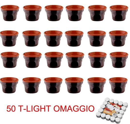 Offerta 24 Fornellini Bagna Cauda Cm 14 Bruna Terre D'Umbria + 50 T-Light Omaggio - 3