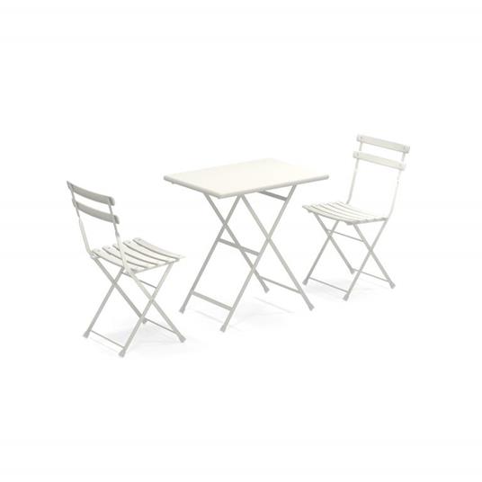 Set 2 sedie pieghevoli e 1 tavolo pieghevole Arc en ciel, Bianco. Emu cod.3513