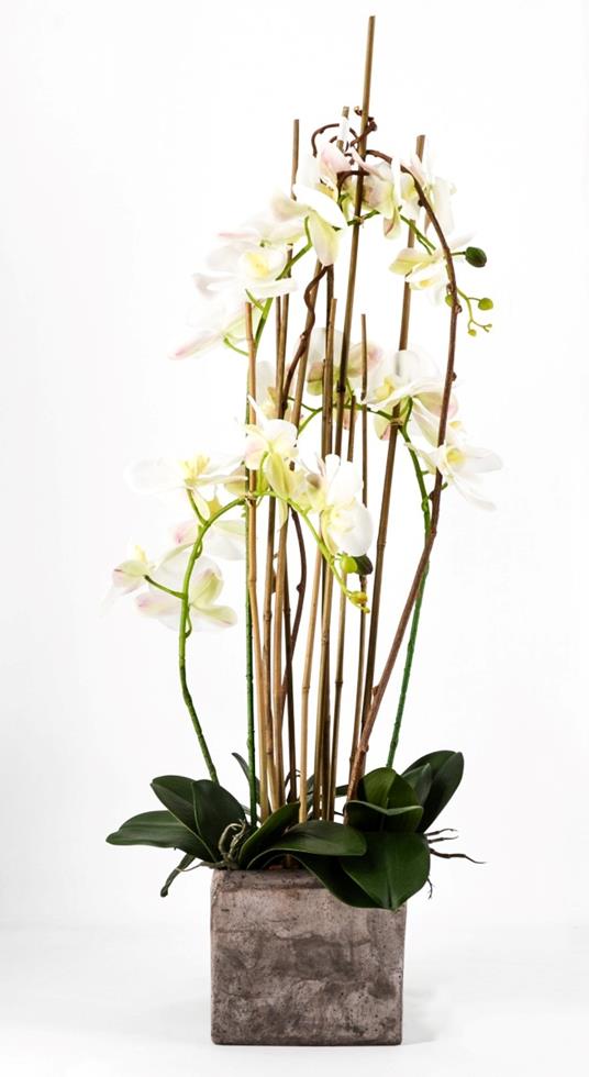 Phalaenopsis Orchidea Artificiale 90Cm Con Vaso Quadrato Bianca Fiori  Piante Artificiali - Peragashop - Idee regalo
