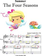 Summer Four Seasons First Movement Easy Piano Sheet Music with Colored Note